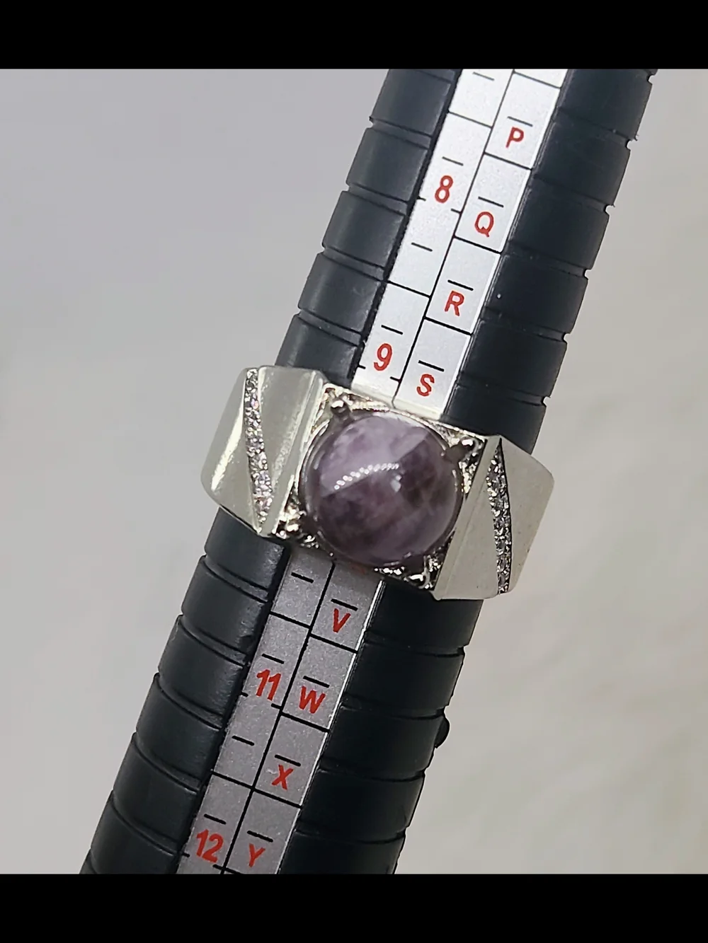 Natural Amethyst Adjustable Ring | Silver Tone Crystal Ring | Purple Gemstone